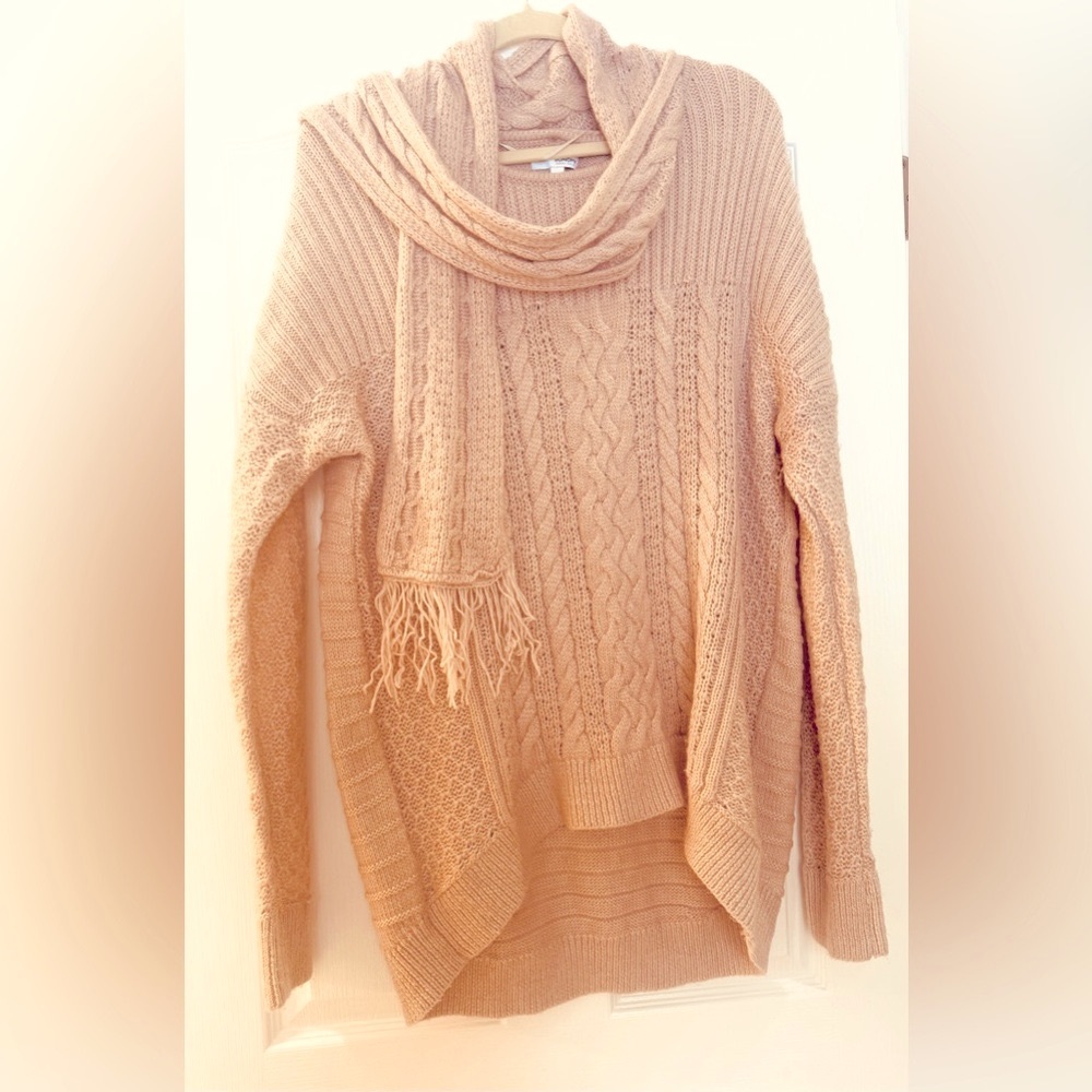 Sonoma Light Pink High Low Sweater with Scarf XL